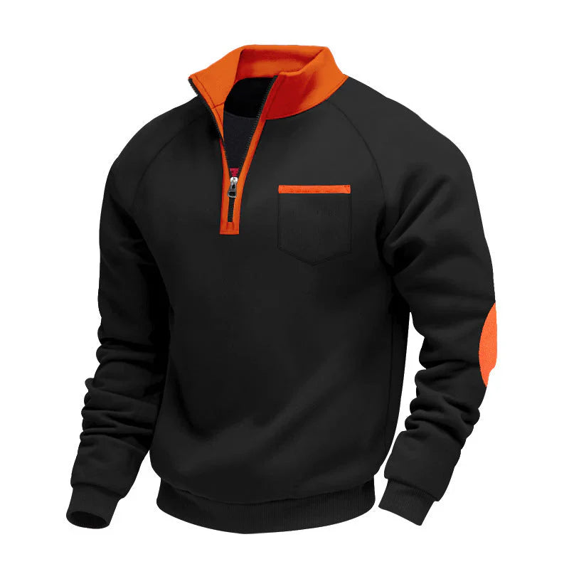 Pull confortable pour homme à demi-zip et col montant