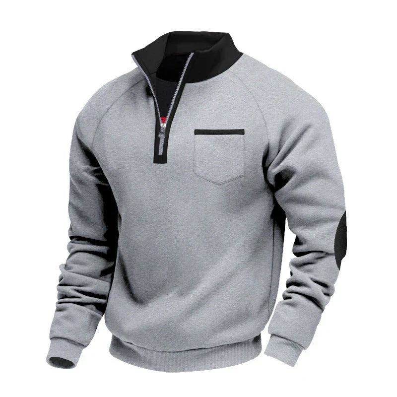 Pull confortable pour homme à demi-zip et col montant
