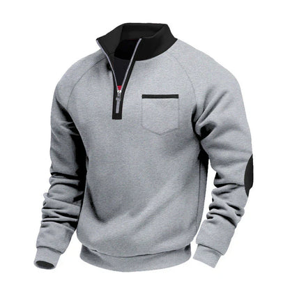 Pull confortable pour homme à demi-zip et col montant