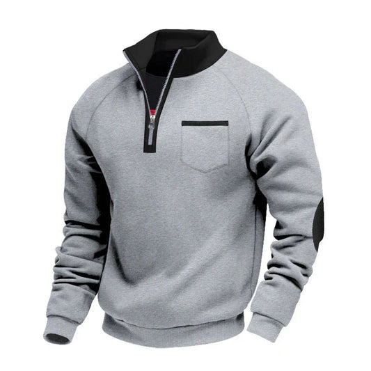 Pull confortable pour homme à demi-zip et col montant