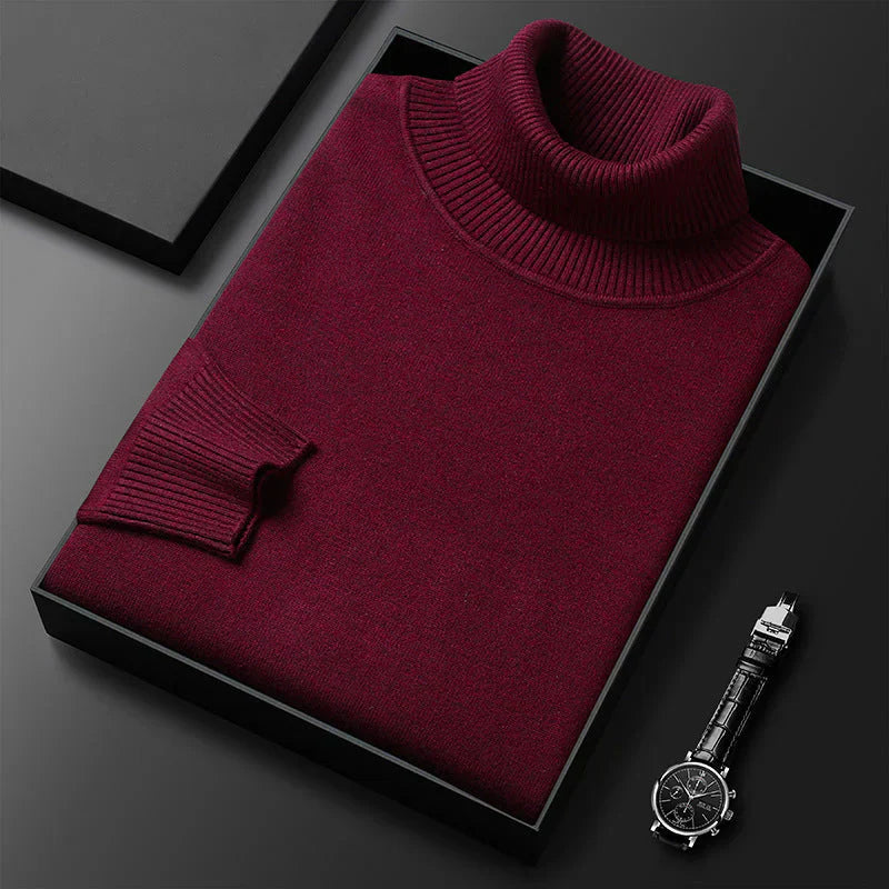 Pull à col roulé premium uni pour homme