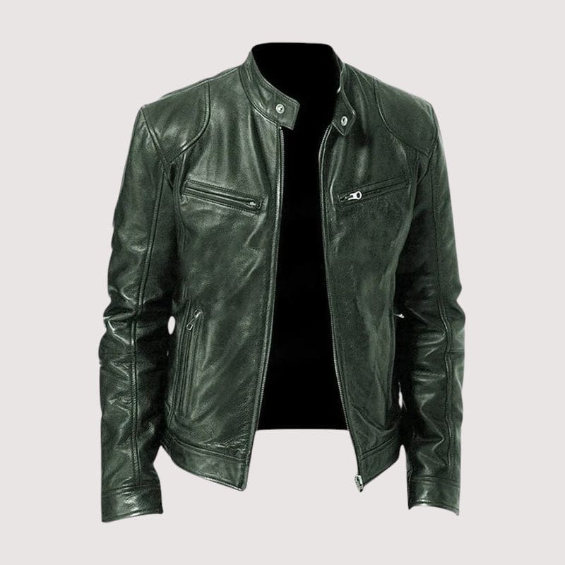 Veste de Motard Classique en Effet Cuir pour Homme