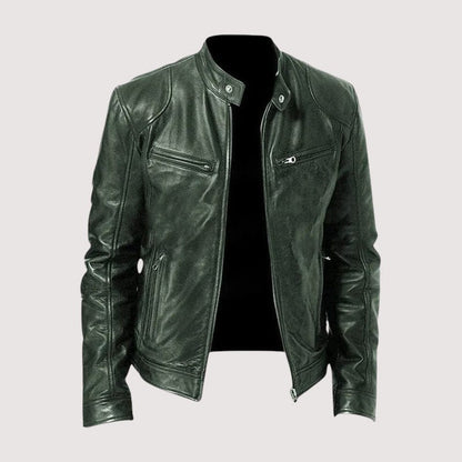 Veste de Motard Classique en Effet Cuir pour Homme
