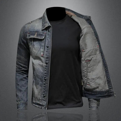 Veste en jean classique zippée pour homme