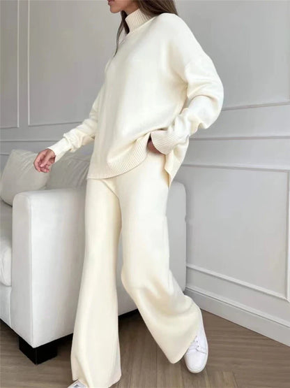 Ensemble Femme Haut de Voyage à Col Montant avec Zip Latéral & Pantalon Droit