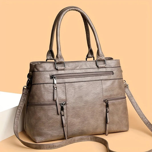 Sac Cabas Femme Organisé en Similicuir Vegan à Multiples Poches