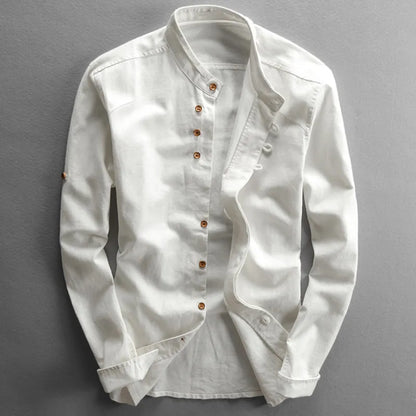Chemise décontractée pour homme en lin mélangé d'inspiration japonaise