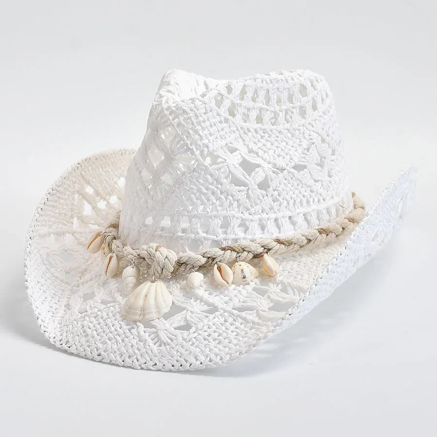 Chapeau de soleil d'été à tissage ajouré pour femmes