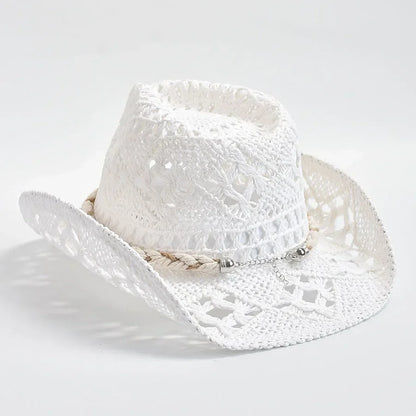 Chapeau de soleil d'été à tissage ajouré pour femmes