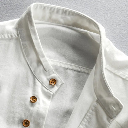 Chemise décontractée pour homme en lin mélangé d'inspiration japonaise