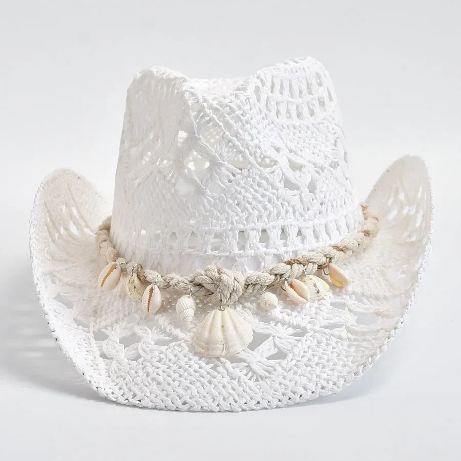 Chapeau de soleil d'été à tissage ajouré pour femmes