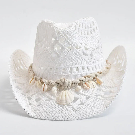 Chapeau de soleil d'été à tissage ajouré pour femmes