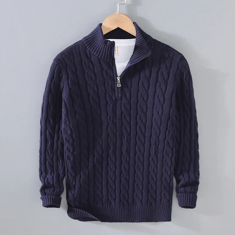 Pull en maille à col zippé pour homme