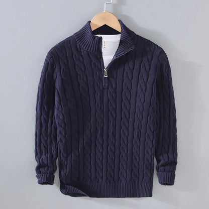 Pull en maille à col zippé pour homme