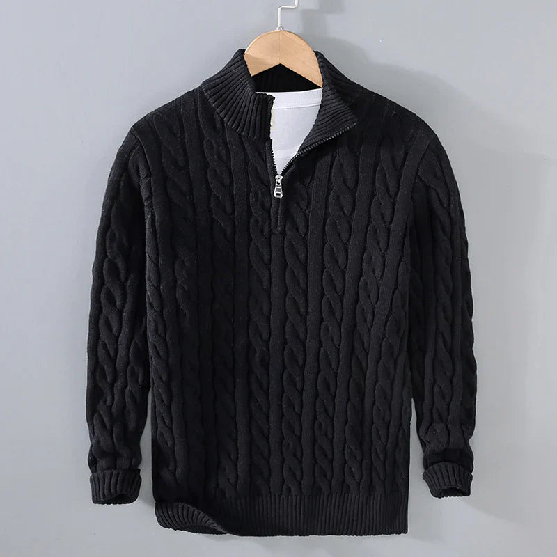 Pull en maille à col zippé pour homme