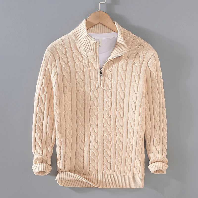 Pull en maille à col zippé pour homme