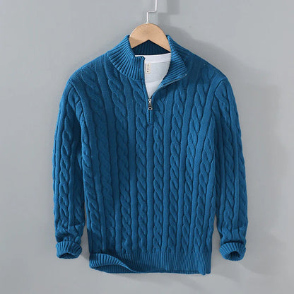 Pull en maille à col zippé pour homme