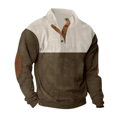 Sweat-shirt en velours côtelé à blocs de couleurs pour homme