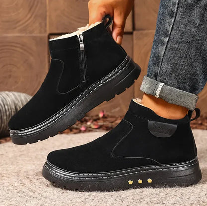 Bottes d'hiver confortables pour hommes, doublées en polaire et zippées