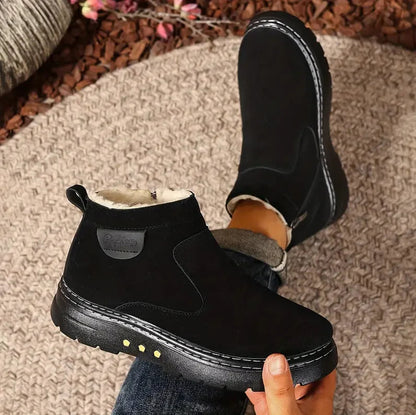 Bottes d'hiver confortables pour hommes, doublées en polaire et zippées