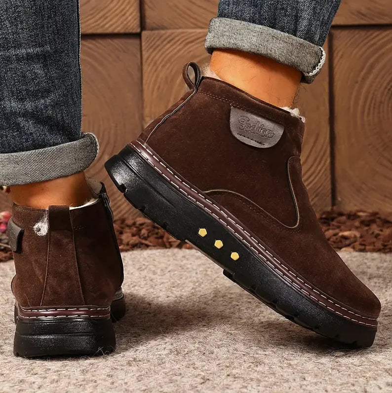 Bottes d'hiver confortables pour hommes, doublées en polaire et zippées