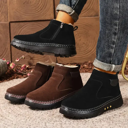 Bottes d'hiver confortables pour hommes, doublées en polaire et zippées