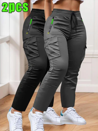Ensemble pantalon de travail deux pièces pour femme avec taille à cordon de serrage