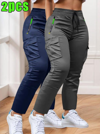 Ensemble pantalon de travail deux pièces pour femme avec taille à cordon de serrage