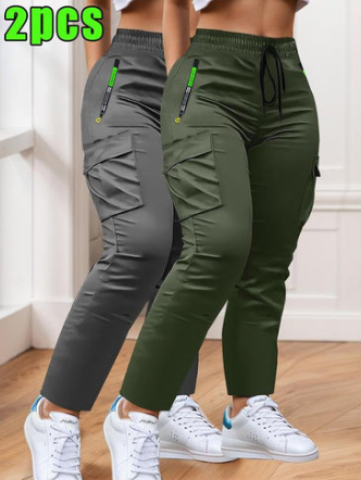 Ensemble pantalon de travail deux pièces pour femme avec taille à cordon de serrage