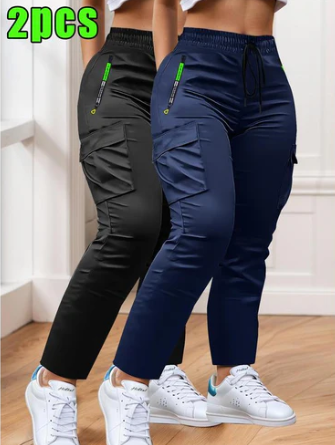 Ensemble pantalon de travail deux pièces pour femme avec taille à cordon de serrage