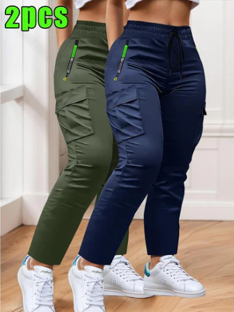 Ensemble pantalon de travail deux pièces pour femme avec taille à cordon de serrage