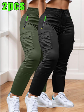 Ensemble pantalon de travail deux pièces pour femme avec taille à cordon de serrage