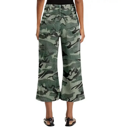 Pantalon large taille haute camouflage urbain pour femme