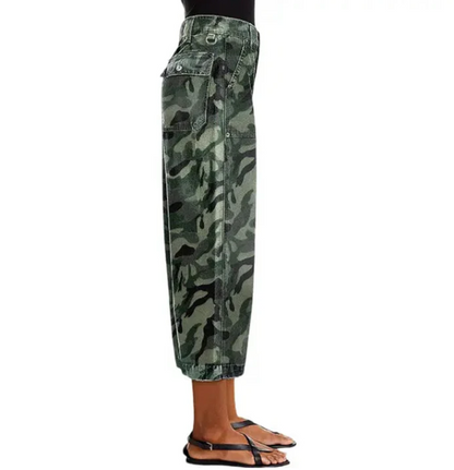 Pantalon large taille haute camouflage urbain pour femme