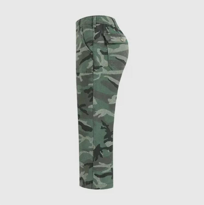 Pantalon large taille haute camouflage urbain pour femme