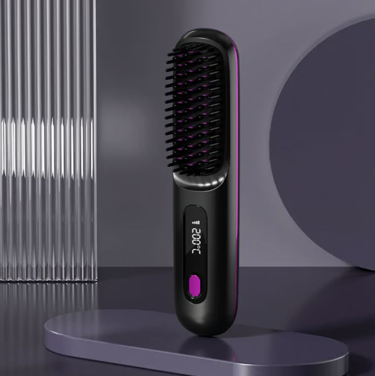 Brosse lissante chauffante sans fil en céramique