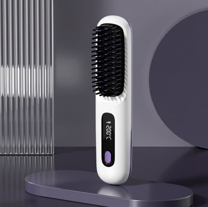Brosse lissante chauffante sans fil en céramique