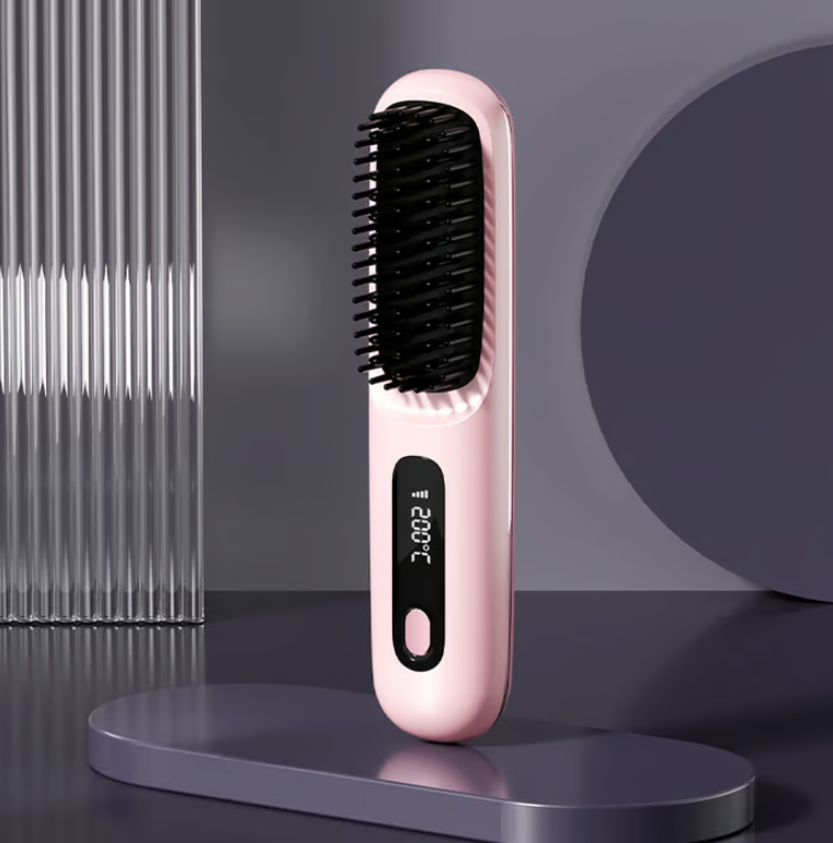 Brosse lissante chauffante sans fil en céramique