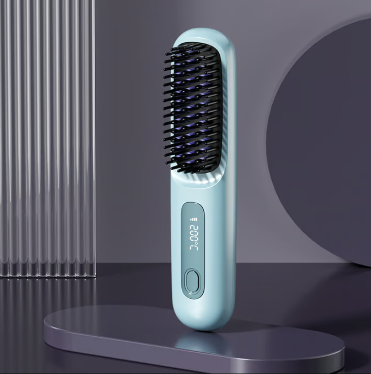 Brosse lissante chauffante sans fil en céramique