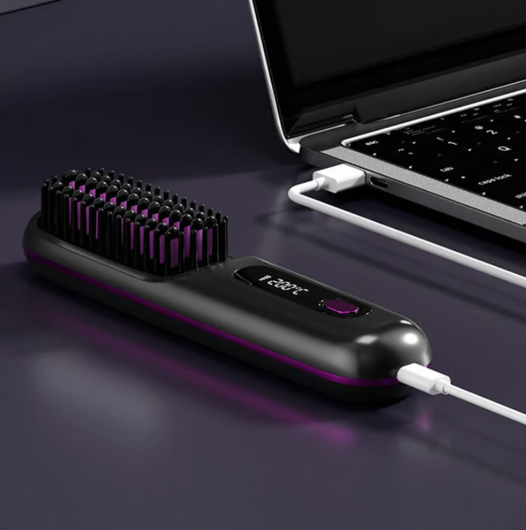 Brosse lissante chauffante sans fil en céramique