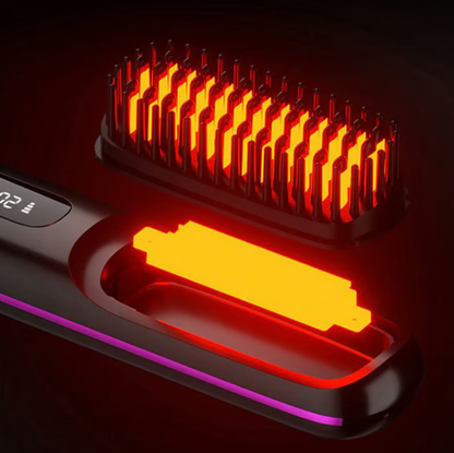 Brosse lissante chauffante sans fil en céramique