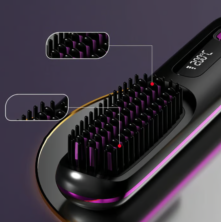 Brosse lissante chauffante sans fil en céramique