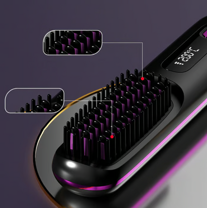 Brosse lissante chauffante sans fil en céramique