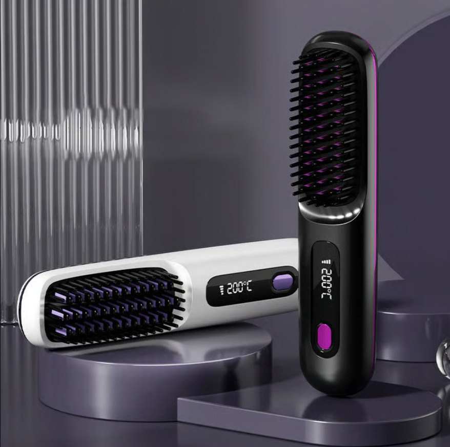 Brosse lissante chauffante sans fil en céramique
