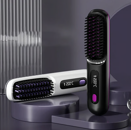Brosse lissante chauffante sans fil en céramique
