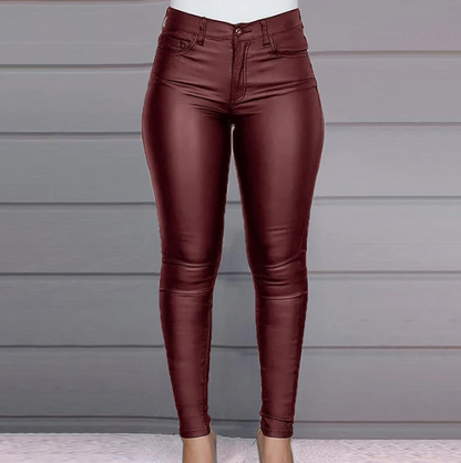 Pantalon slim en PU raffiné pour femme – Un style polyvalent au quotidien