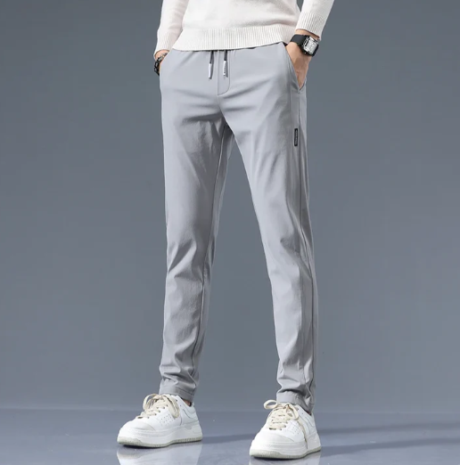 Pantalon slim droit pour homme en mélange de coton