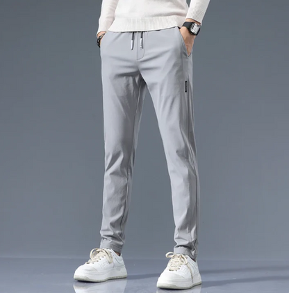 Pantalon slim droit pour homme en mélange de coton