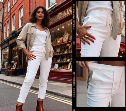 Pantalon décontracté à taille fuselée et cordon de serrage pour femme