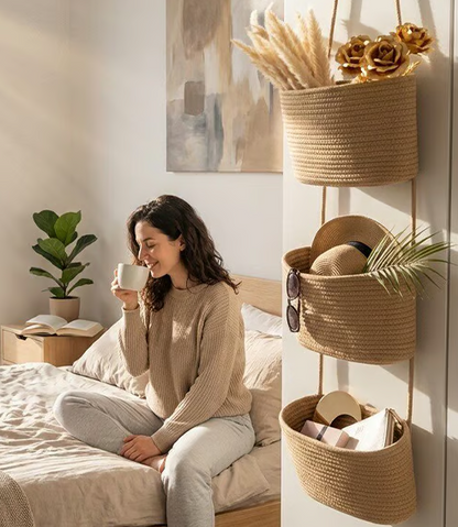 Panier de rangement suspendu à 3 niveaux